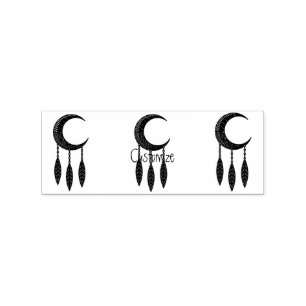 Silver Crescent Måne Feathers Thunder_Cove Stämpel