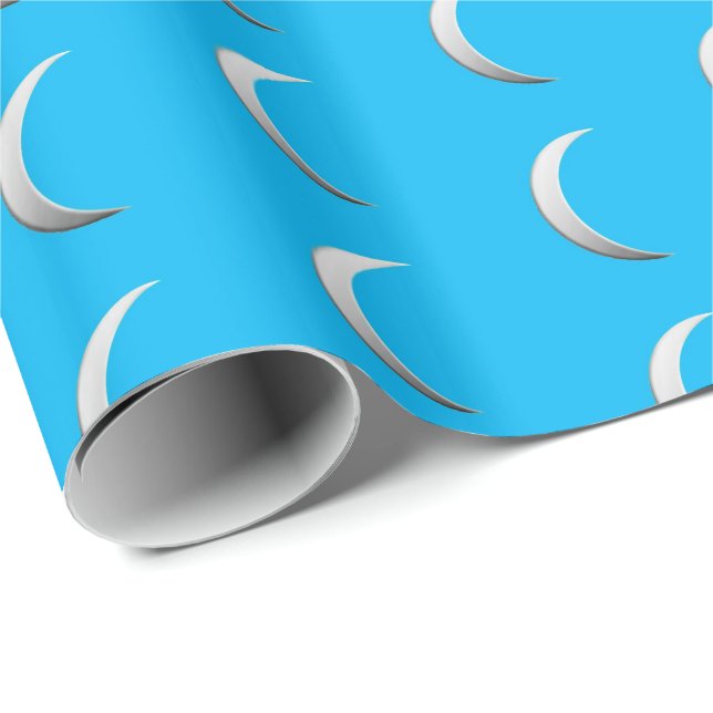 Silver crescent måne - turkos - bakgrund presentpapper (Rullad Hörn)