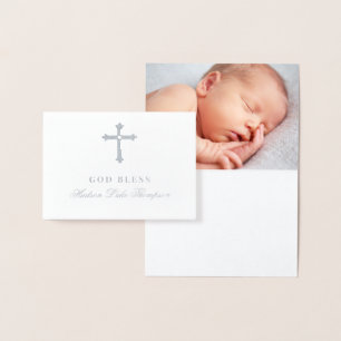 Silver Cross Gud Välsigne Baby Pojke Dop Folierat Kort