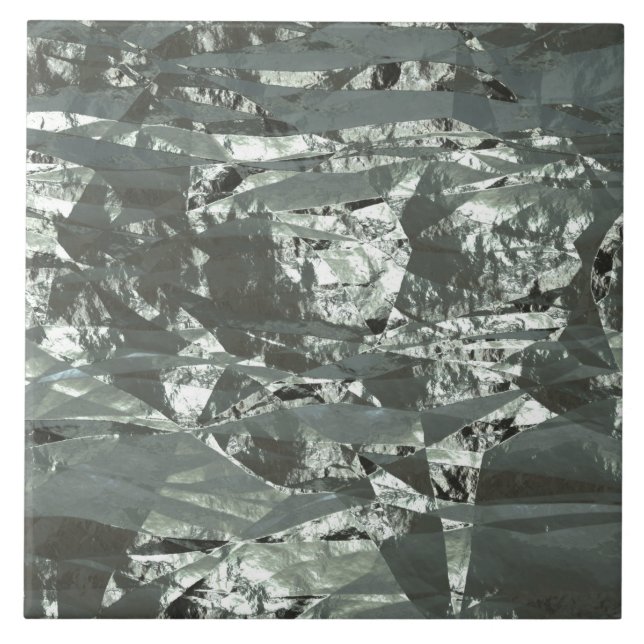 Silver Crumpled Foil Kakelplatta (Framsidan)