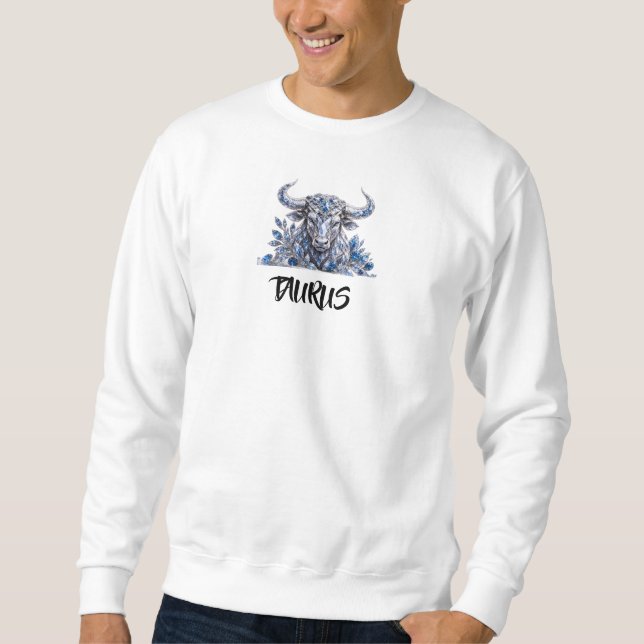 Silver Crystal Oxen Zodiak Lång Ärmad Tröja (Framsida)