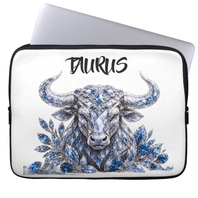 Silver Crystal Oxen Zodiak Laptop Fodral (Framsidan)