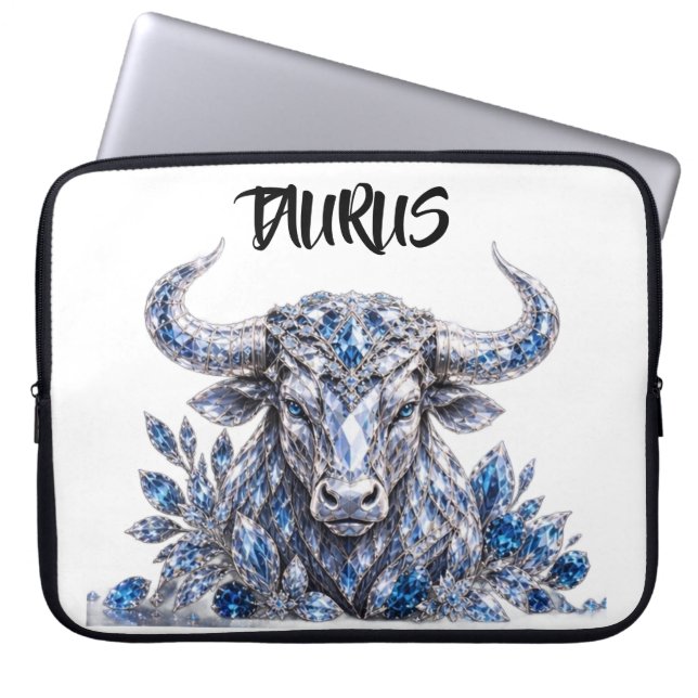 Silver Crystal Oxen Zodiak Laptop Fodral (Framsidan)