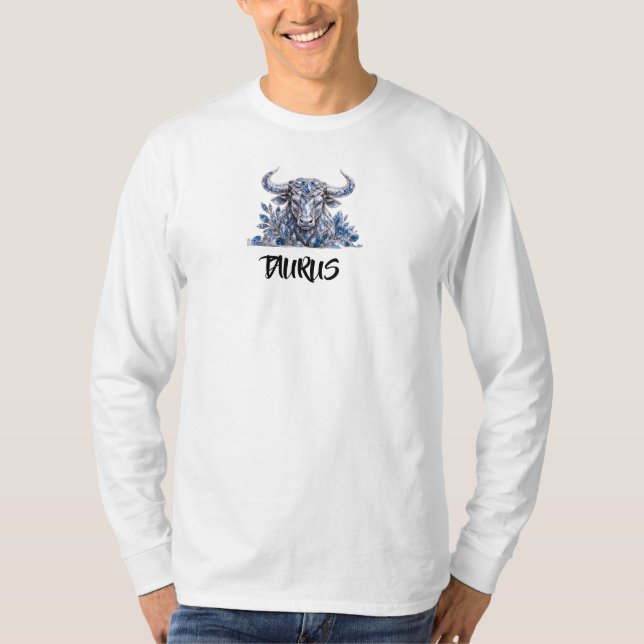 Silver Crystal Oxen Zodiak T Shirt (Framsida)