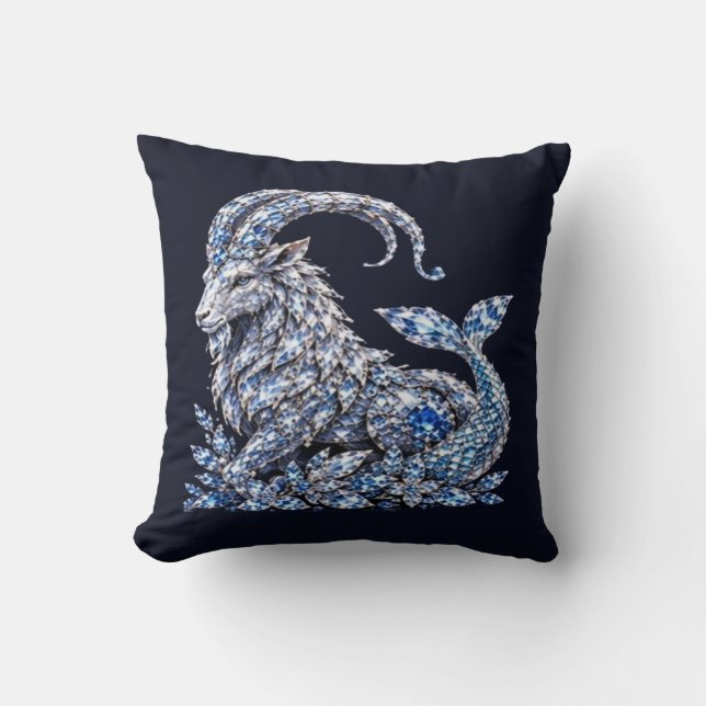 Silver Crystal Stenbocken | Lyx Zodiak Kudde (Framsida)