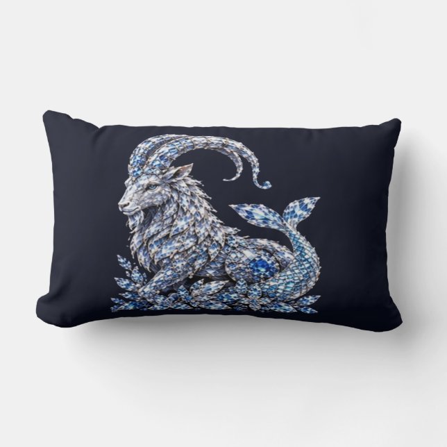 Silver Crystal Stenbocken | Lyx Zodiak Lumbarkudde (Framsida)