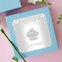 Silver cuptårta glitter droppar chic elegant namn