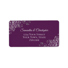 Silver Curls Elegant Plum Lila Bröllop Adress Adressetikett