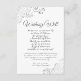 Silver Curls på Vita Bröllop Wishing Wishing Dikt Tilläggskort