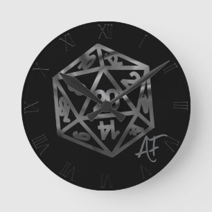 Silver D20 Crit AF   PNP Tabletop Role Player Dice Rund Klocka