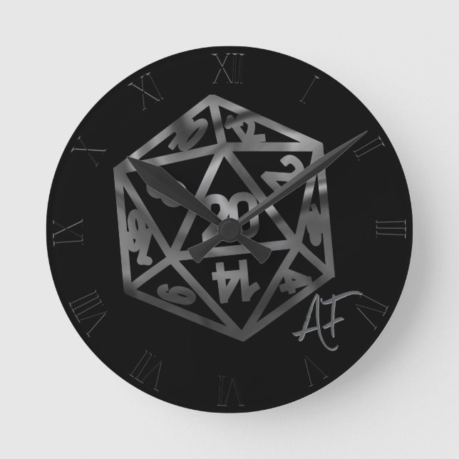 Silver D20 Crit AF | PNP Tabletop Role Player Dice Rund Klocka (Framsida)