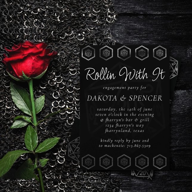 Silver D20 Crit | PnP Role Player Dice Rehearsal Inbjudningar (Skapare uppladdad)