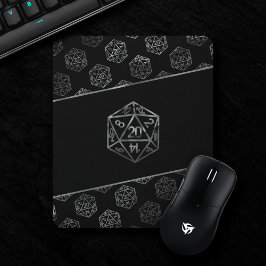 Silver D20 Mönster | PNP Tabletop Role Player Dice Musmatta