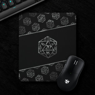 Silver D20 Mönster PNP Tabletop Role Player Dice Musmatta