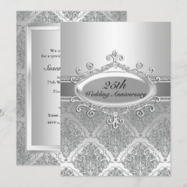 Silver Damask 25-års bröllopsinbjudan Inbjudningar