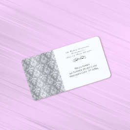 Silver Damask 25:e Bröllop-årsdagen Adressetikett