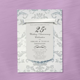 Silver Damask 25:e Bröllop-årsdagen för inbjudan