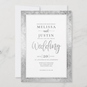 Silver Damask blommigt bröllopsinbjudan Inbjudningar