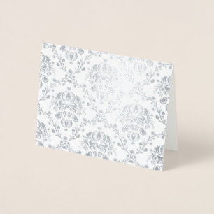 Silver Damask Folierat Kort