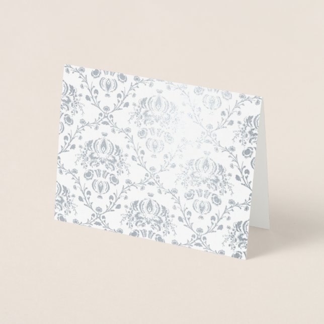 Silver Damask Folierat Kort (Framsida)