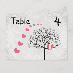 Silver Damask Honeysuckle Birds Bordsnummer Cards