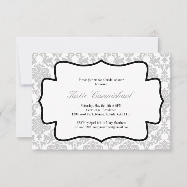 Silver Damask Inbjudan (Framsida)