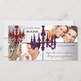Silver Damask Ljuskrona Save The Date Foto Spara Datumet