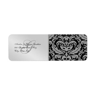Silver Damask MasqueraHalloween Adressetiketter Returadress Etikett