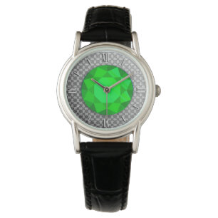 Silver Damask med en emerald gem/jewell Armbandsur