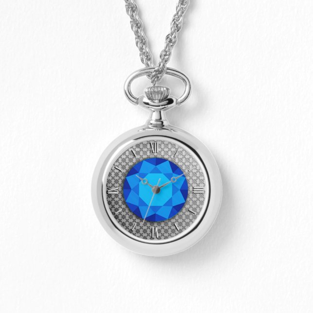 Silver Damask med en faux sapphire gemstone Armbandsur (Framsida)