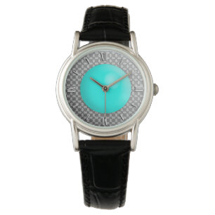 Silver Damask med en faux turquise gemstone Armbandsur