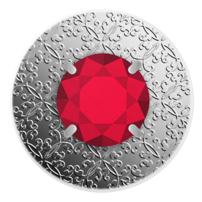 Silver Damask med en fingerad garnet-gemsten Knopp (Framsidan)