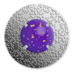 Silver Damask med en fingerad lapis lazuli gemston Knopp