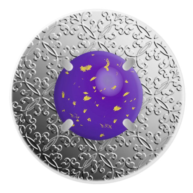 Silver Damask med en fingerad lapis lazuli gemston Knopp (Framsidan)