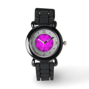 Silver Damask med faux lila amethyst gem Armbandsur