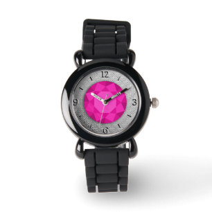 Silver Damask med faux rosa tourmaline gem Armbandsur