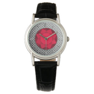 Silver Damask med garnet gem/jewell Armbandsur