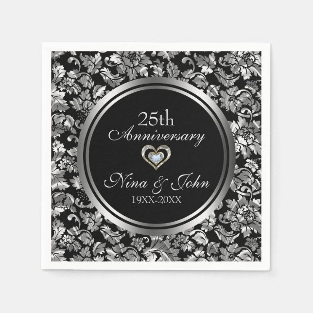 Silver Damask Pappersservett (Framsidan)