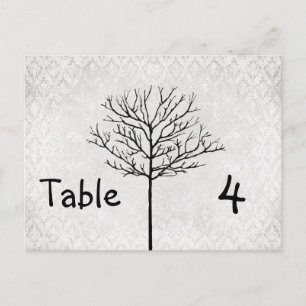 Silver Damask Träd-Bordsnummer-kort Vykort
