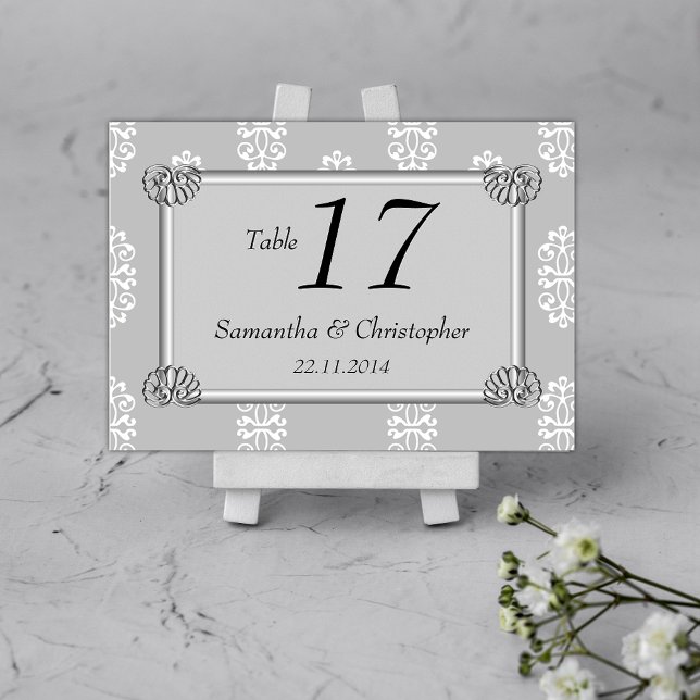 Silver Damask Wedding Bordsnummer (Skapare uppladdad)