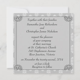 Silver Damask Wedding Inbjudningar