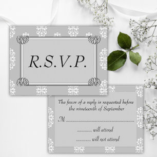 Silver Damask Wedding OSA Kort