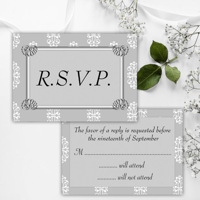 Silver Damask Wedding OSA Kort (Skapare uppladdad)
