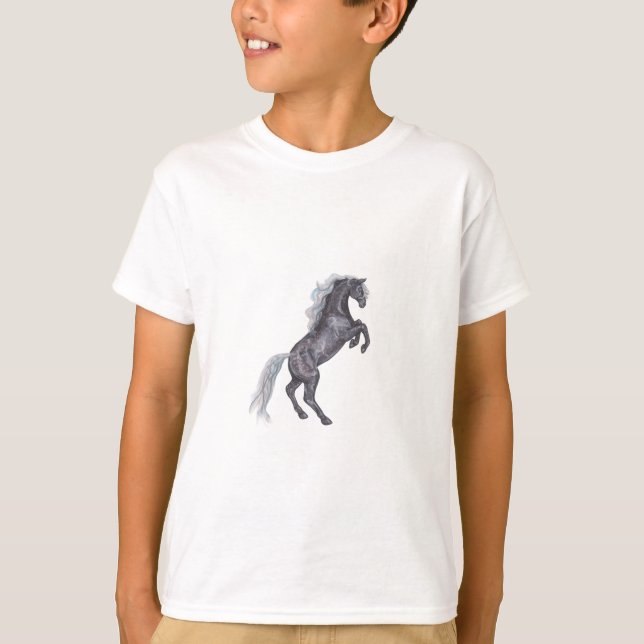Silver Dapple hästen som fostrar Equine grå färg T Shirt (Framsida)