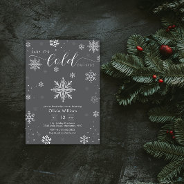 Silver Dark Grey Winter Snowflake Baby Shower Inbjudningar