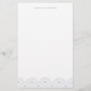 Silver - Deco Seigeiha personligbrevpapper Brevpapper