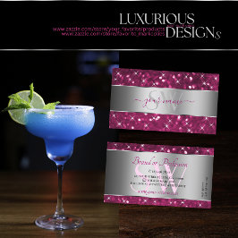 Silver Decor Rosa Glitter Sparking Stars Initialer Visitkort