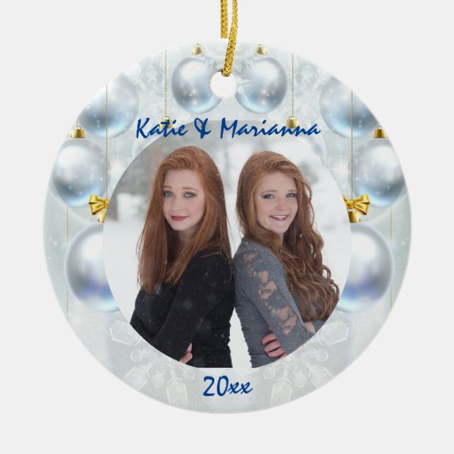 Silver dekorativ jul i Bollar Julgransprydnad Keramik (Framsidan)