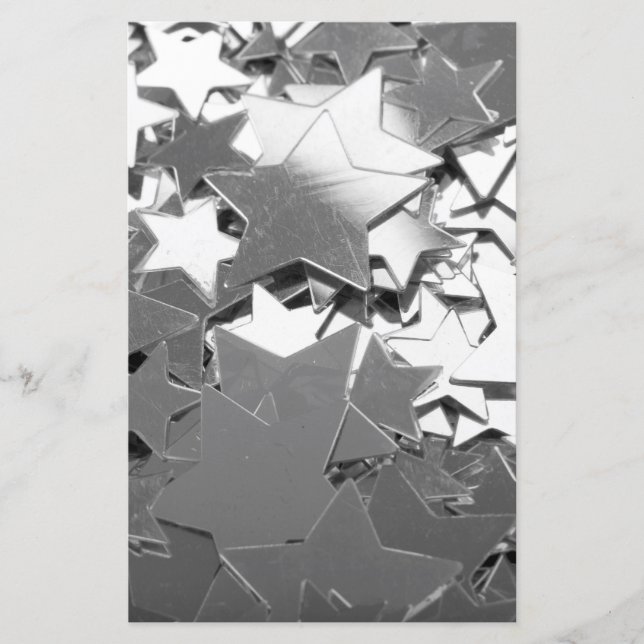 Silver dekorativa stjärnor brevpapper (Framsida)
