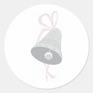 Silver dekorerade Bröllop Bell med Rosa Bow Runt Klistermärke